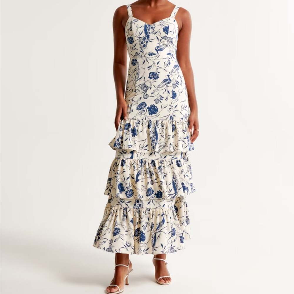Abercrombie Drama Ruffle Tiered Maxi Dress Size Large Petite